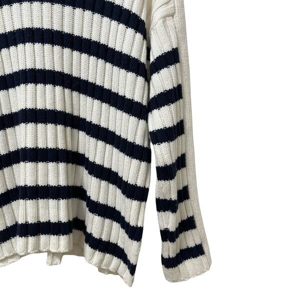 Abercrombie & Fitch Womens Stripe Chunky Knit Sweater Size L Nautical Preppy - Picture 5 of 8